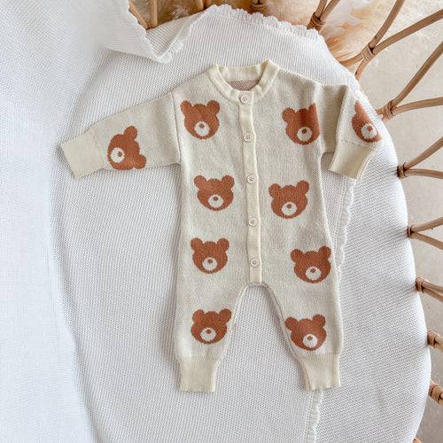 Easter Knit Brown Bear Romper