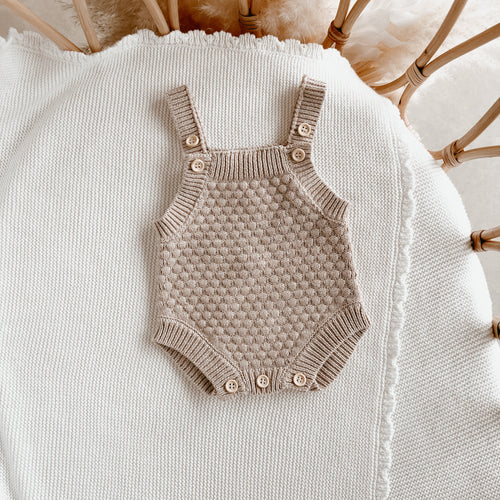 Lamb Singlet Knit Romper - Fawn