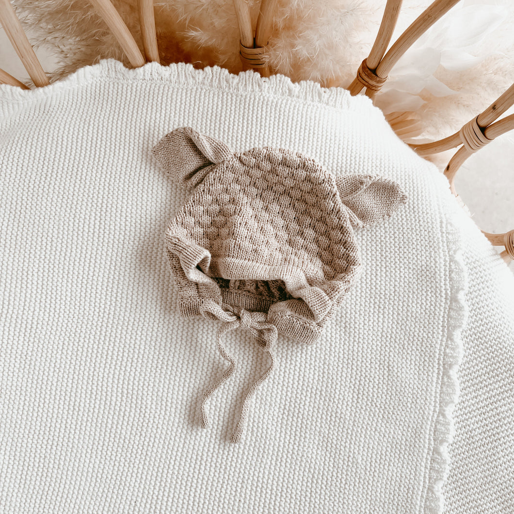 Lamb Knit Bonnet - Fawn