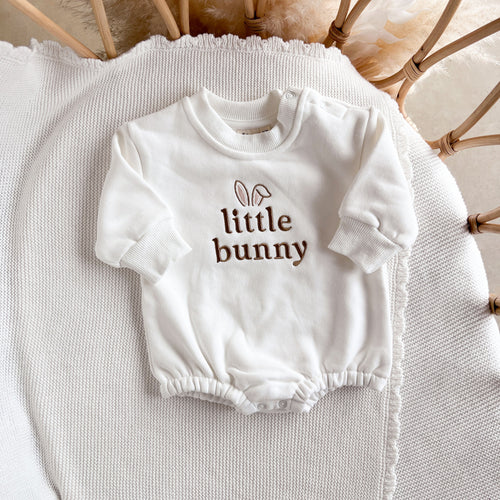 'Little Bunny' Long Sleeve Bubble Romper - Milk