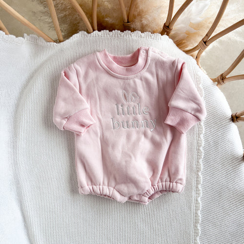 'Little Bunny' Long Sleeve Bubble Romper - Pink