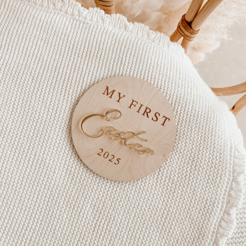 'My First Easter 2025' Gold Acrylic Plaque