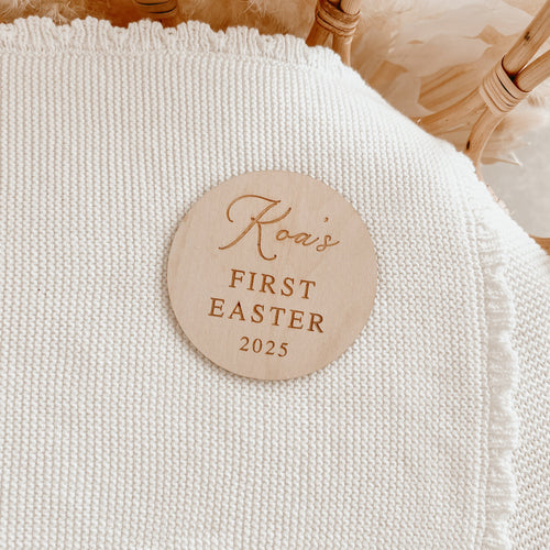 Personalised 'First Easter 2025' Plaque - Etched Name