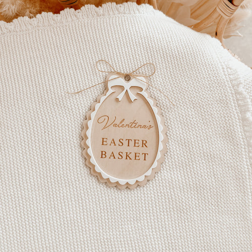 Personalised Easter Basket Tag (Bow) - Etched Name