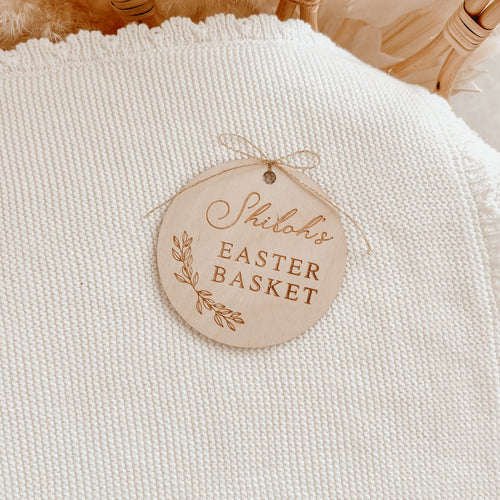 Personalised Easter Basket Tag (Leaf) - Etched Name