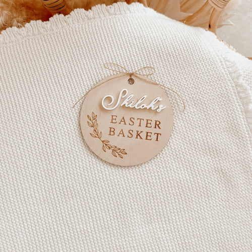 Personalised Easter Basket Tag (Leaf) - Acrylic Name