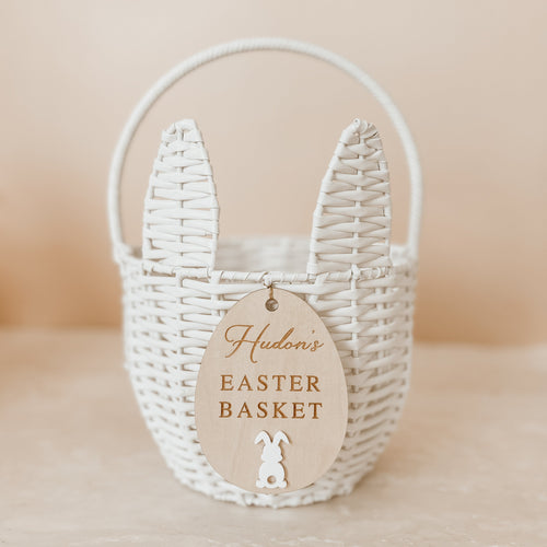 Easter Basket & Tag Bundle - Personalised Tag (Bunny) - Etched Name