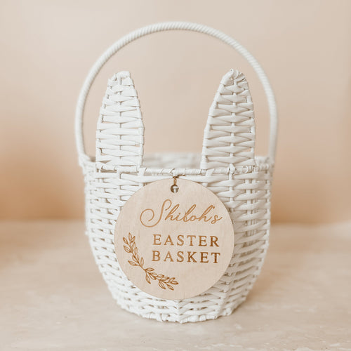 Easter Basket & Tag Bundle - Personalised Tag (Leaf) - Etched Name