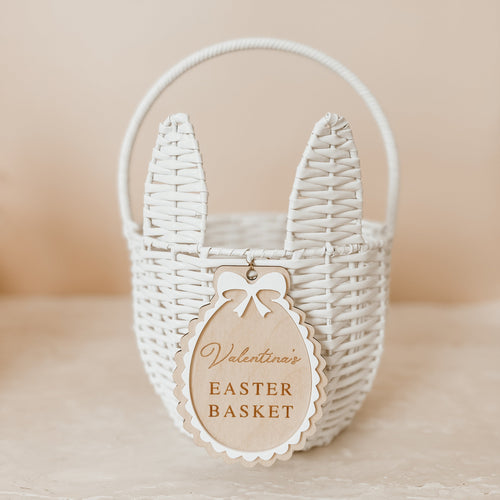 Easter Basket & Tag Bundle - Personalised Tag (Bow) - Etched Name