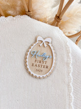 Load image into Gallery viewer, Personalised &#39;First Easter 2025&#39; Acrylic Plaque (Bow) - Acrylic Name