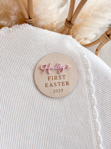 Personalised 'First Easter 2025' Plaque - Acrylic Name