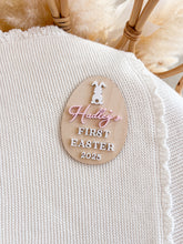 Load image into Gallery viewer, Personalised &#39;First Easter 2025&#39; All-Acrylic Plaque (Bunny)