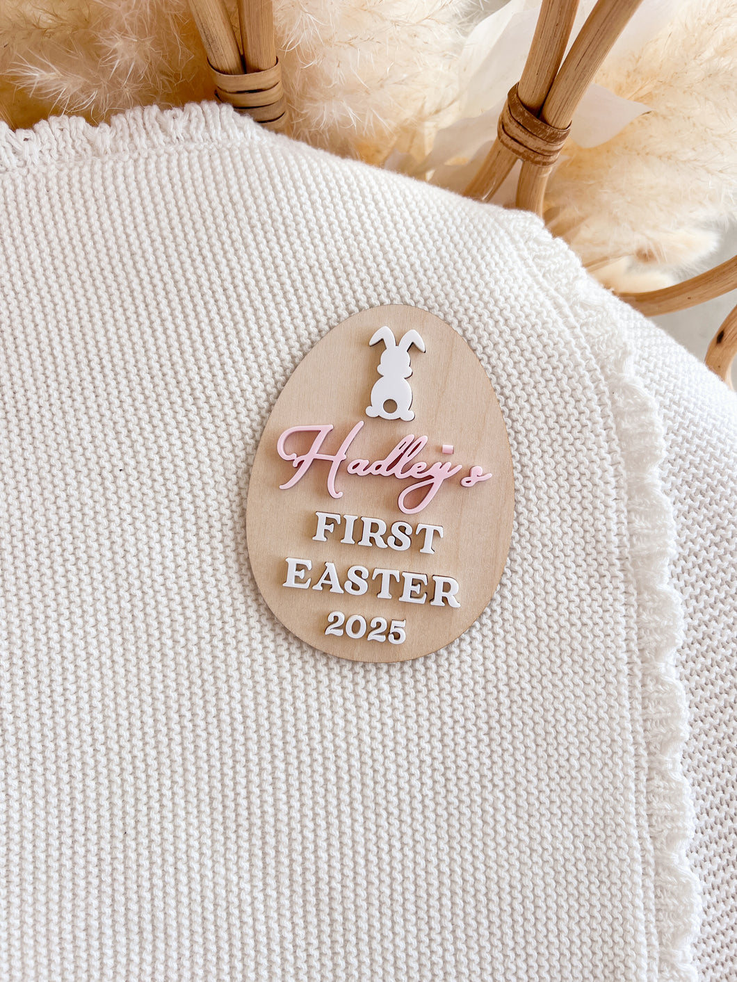 Personalised 'First Easter 2025' All-Acrylic Plaque (Bunny)