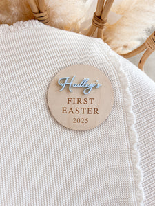 Personalised 'First Easter 2025' Plaque - Acrylic Name