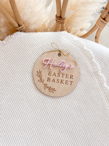 Personalised Easter Basket Tag (Leaf) - Acrylic Name