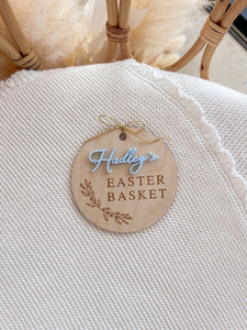 Personalised Easter Basket Tag (Leaf) - Acrylic Name