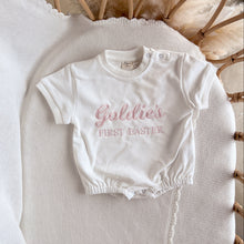 Load image into Gallery viewer, Personalised &#39;First Easter&#39; Short Sleeve Bubble Romper - Milk