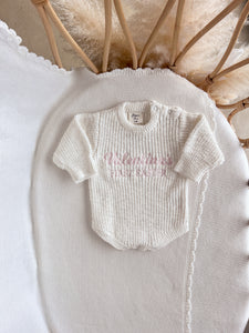 Personalised 'First Easter' Chunky Knit Long Sleeve Romper - Pear