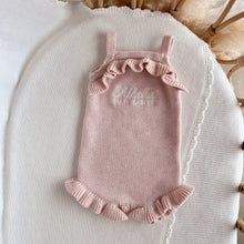 Load image into Gallery viewer, Personalised &#39;First Easter&#39; Frill Knit Romper (2 Colours)