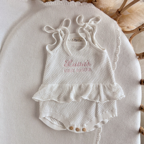 Personalised 'First Easter' Pearl Knit Romper