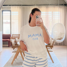 Load image into Gallery viewer, &#39;Mama Club&#39; Tee - White &amp; Blue