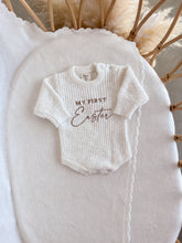 Load image into Gallery viewer, &#39;My First Easter&#39; Long Sleeve Knit Romper Bundle - Cloud