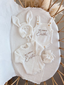 'My First Easter' Singlet Knit Romper Bundle - Milk