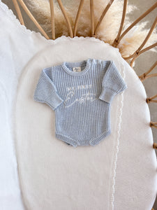 'My First Easter' Long Sleeve Knit Romper Bundle - Powder Blue