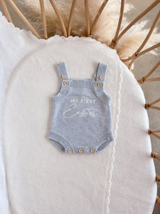 'My First Easter' Singlet Knit Romper Bundle - Powder Blue