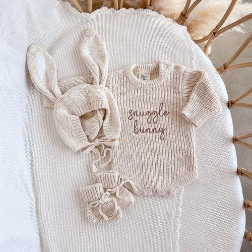 'Snuggle Bunny' Long Sleeve Chunky Knit Bundle - Honey