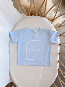 'Little Bunny' Slouch Romper OR Tee - Blue (NB-7Y)