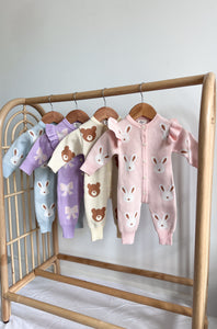 Easter Knit Brown Bear Romper