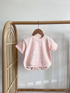 'Little Bunny' Slouch Romper OR Tee - Peach (NB-7Y)