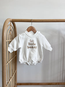 'Little Bunny' Long Sleeve Bubble Romper - Milk