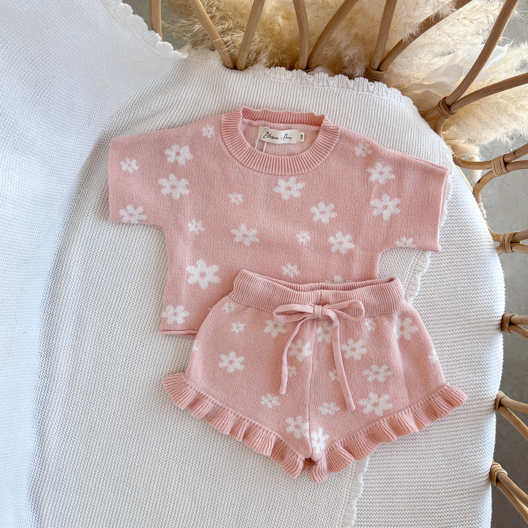 Posy Knit 2 Piece Set - Short Sleeve (NEW Frill Leg)