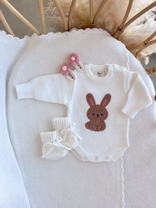 Bouclé Bunny Long Sleeve Knit Romper