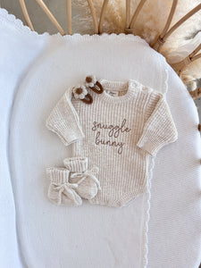 'Snuggle Bunny' Chunky Knit Romper - Honey