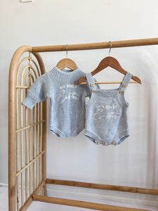 'My First Easter' Long Sleeve Knit Romper - Powder Blue