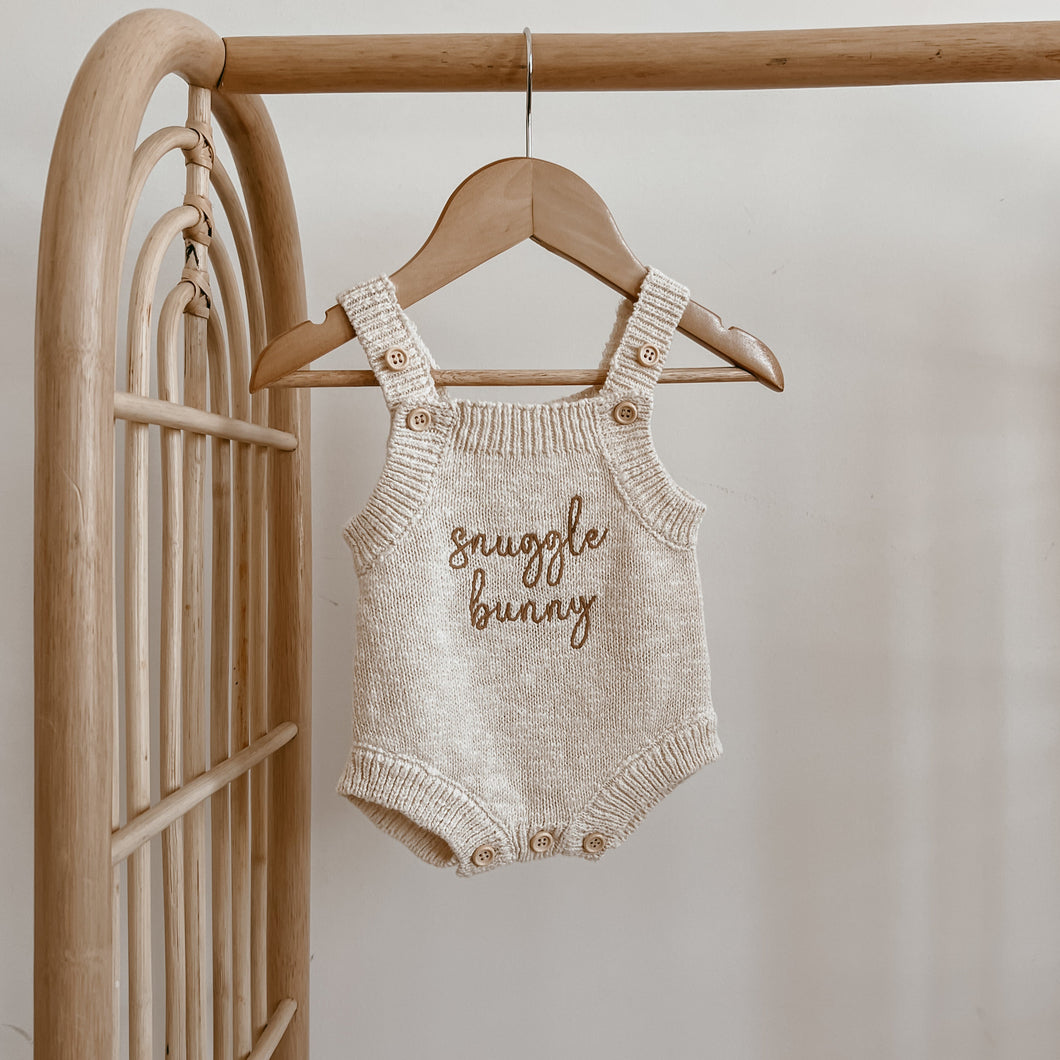 'Snuggle Bunny' Singlet Knit Romper - Honey