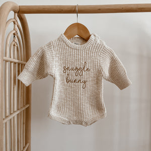 'Snuggle Bunny' Chunky Knit Romper - Honey