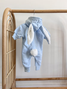 'Little Bunny' Hoodie Zip Romper - Blue