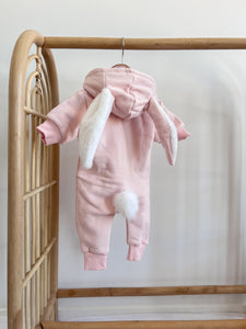 'Little Bunny' Hoodie Zip Romper - Pink