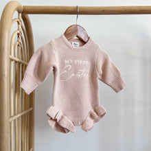 Load image into Gallery viewer, &#39;My First Easter&#39; Long Sleeve Frill Knit Romper - Pink Lemonade