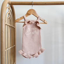 Load image into Gallery viewer, &#39;My First Easter&#39; Singlet Knit Frill Romper - Pink Lemonade