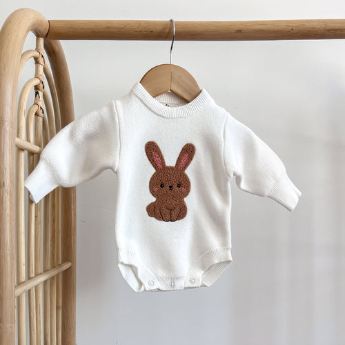 Bouclé Bunny Long Sleeve Knit Romper