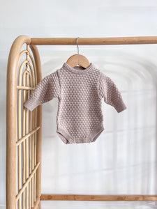 Lamb Long Sleeve Knit Romper Bundle - Fawn