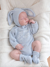 Load image into Gallery viewer, &#39;My First Easter&#39; Long Sleeve Knit Romper Bundle - Powder Blue