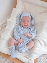 Load image into Gallery viewer, &#39;My First Easter&#39; Long Sleeve Knit Romper Bundle - Powder Blue