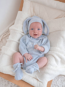 'My First Easter' Long Sleeve Knit Romper Bundle - Powder Blue