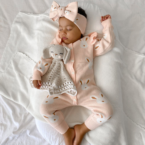 Easter Knit Pink Bunny Romper